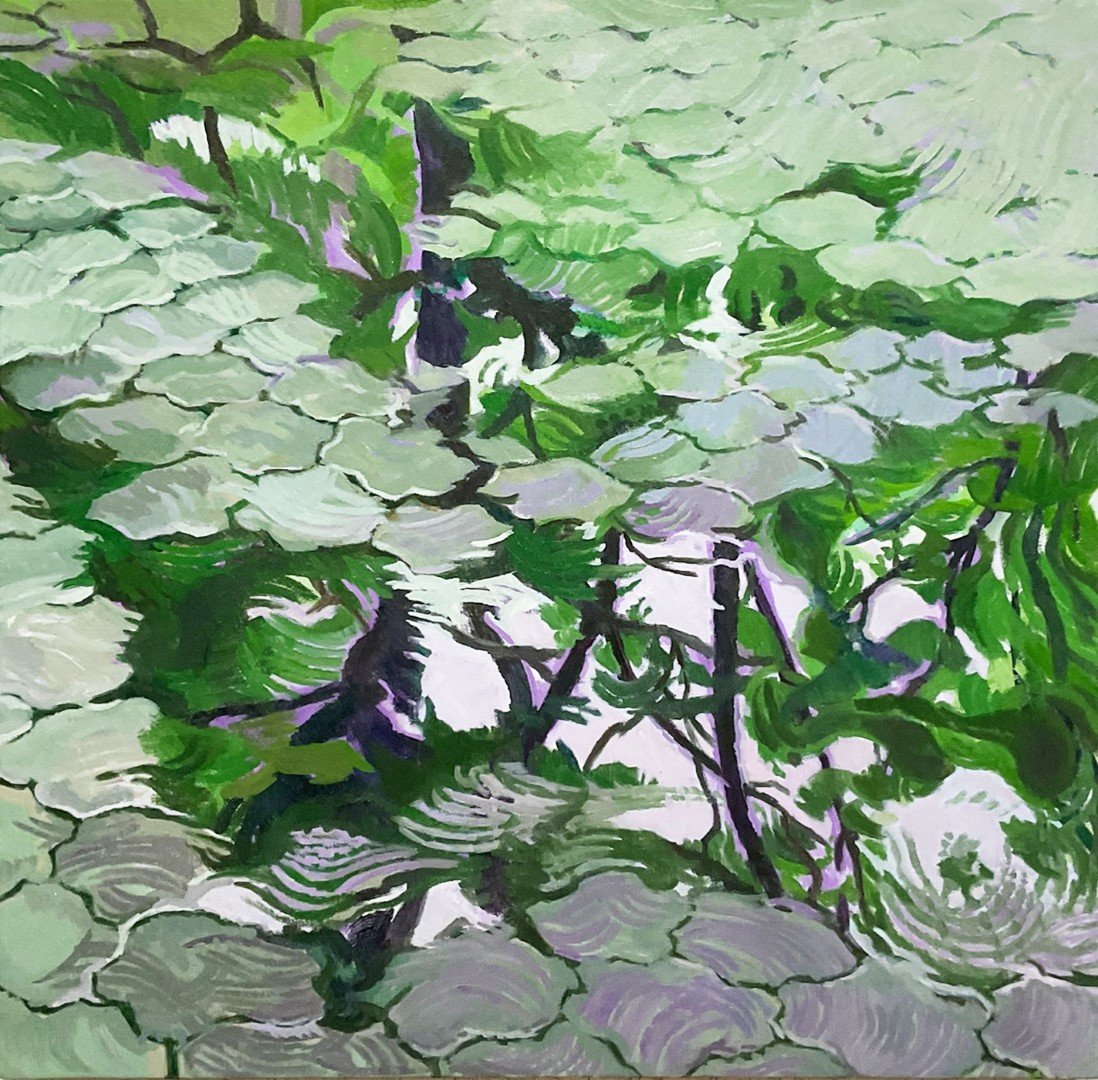 橋谷勇慈，No.1062《水鏡街路樹》，65.2 x 65.2cm，キャンバス、油彩